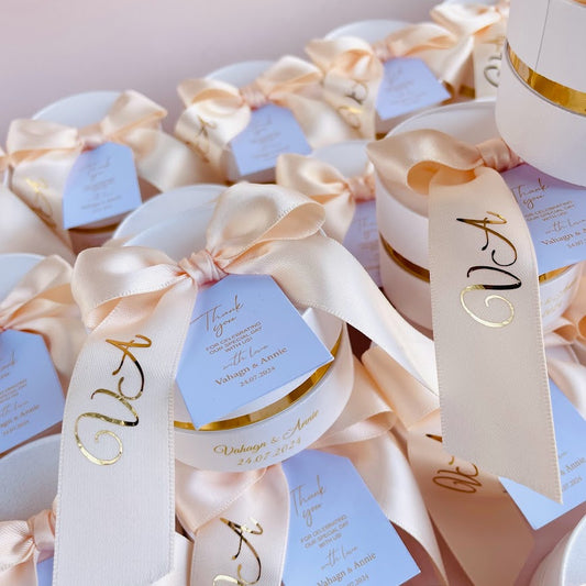 10 pcs Blush Round Wedding Favor Boxes